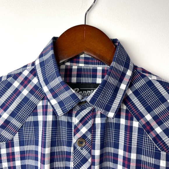 Benny Gold chambray plaid button up - Picture 4 of 16